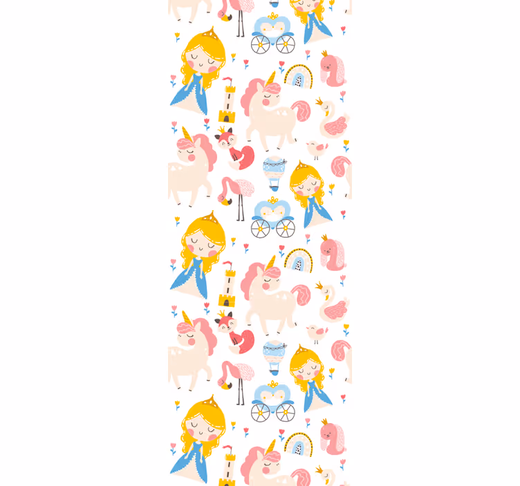 Kids roller blind cartoon princes and unicorns - TenStickers