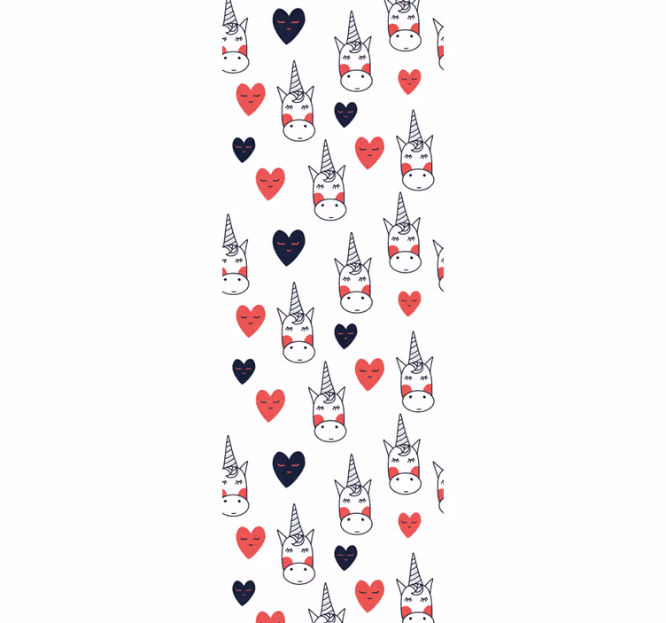 Kids roller blind unicorn pattern with hearts - TenStickers
