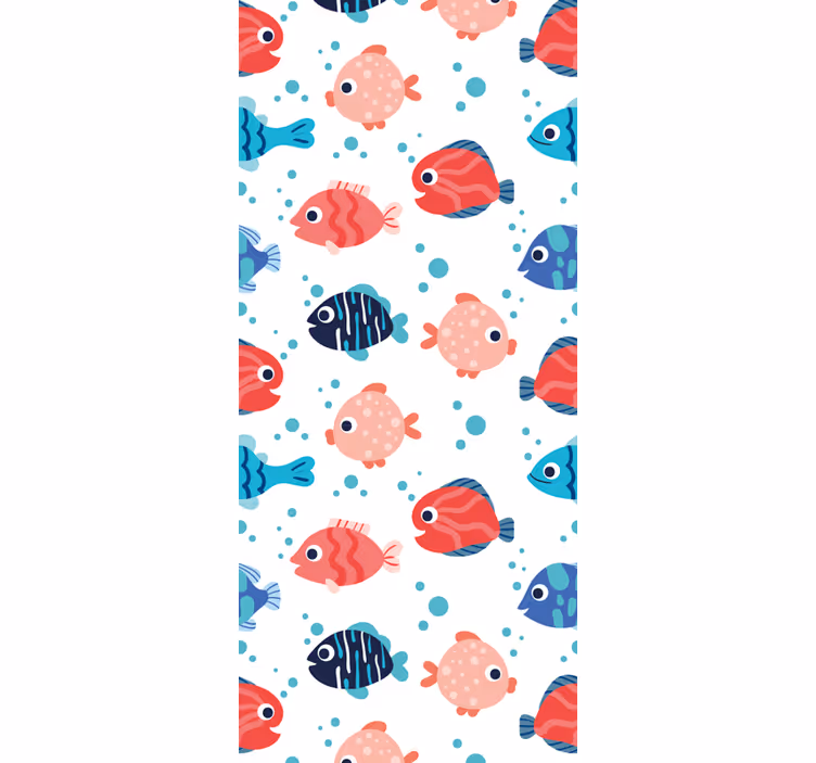 Kids roller blind pink and blue fishes - TenStickers