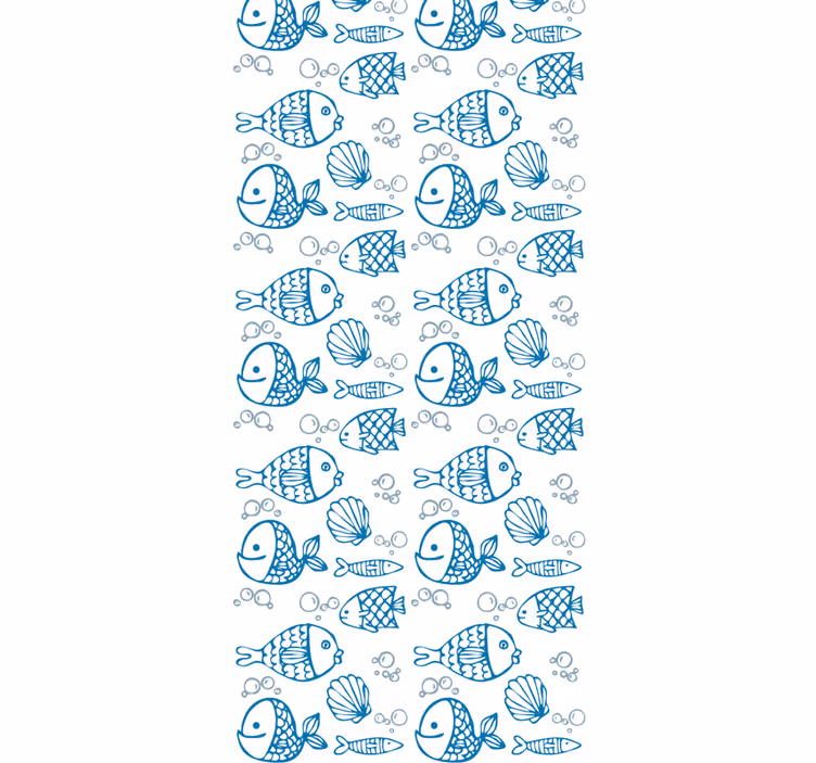 Kids roller blind with blue fish on white background - TenStickers