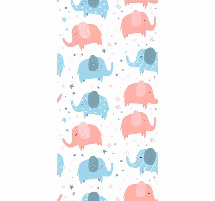 Kids roller blind elephant in pink and blue - TenStickers