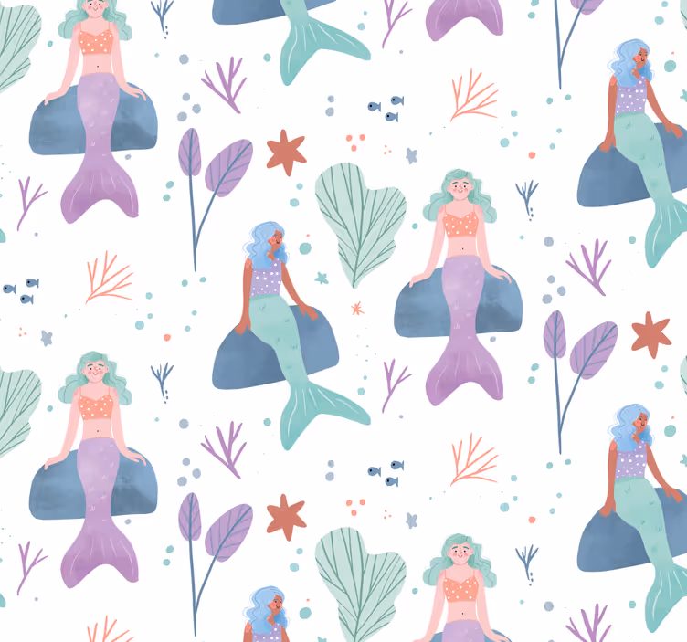 Kids roller blind mermaid on a rock - TenStickers