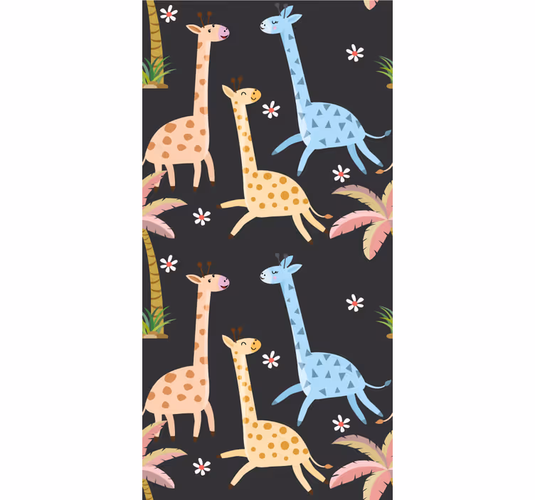Kids roller blind with grey palm trees and animals - TenStickers