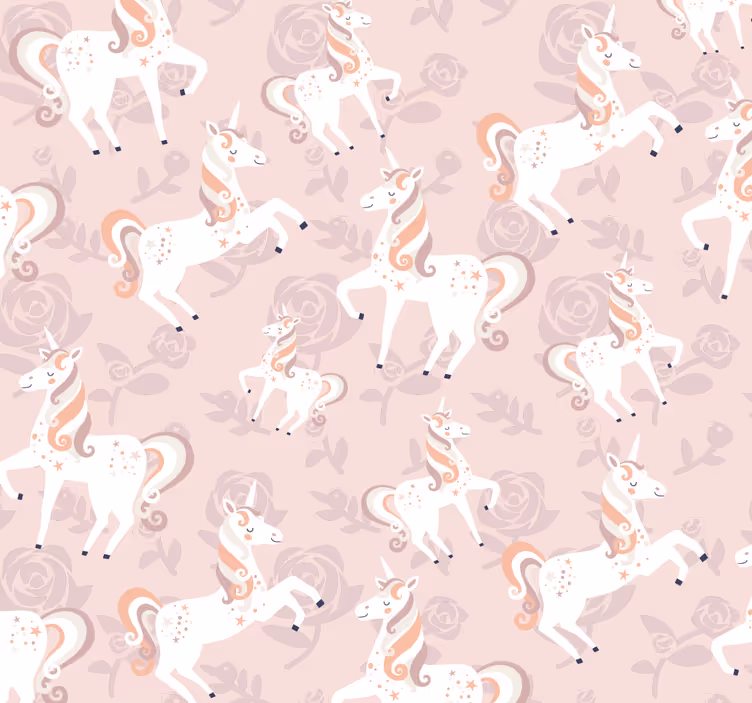 Kids roller blind pink tall unicorn with flowers - TenStickers