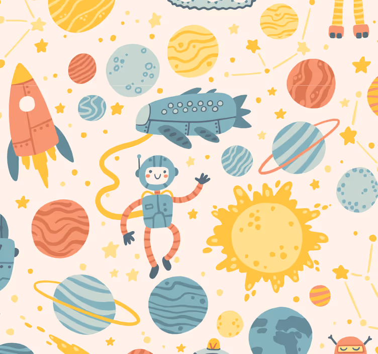 Kids roller blind space adventure theme - TenStickers