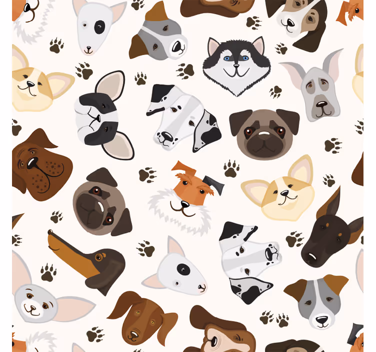 Kids roller blind cute mixed puppy and dog pattern - TenStickers