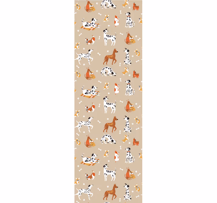 Kids roller blind featuring adorable dogs on beige - TenStickers