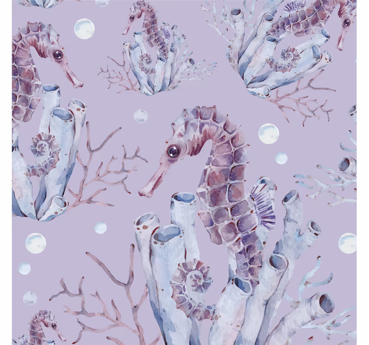 Kids roller blind watercolor seahorse - TenStickers