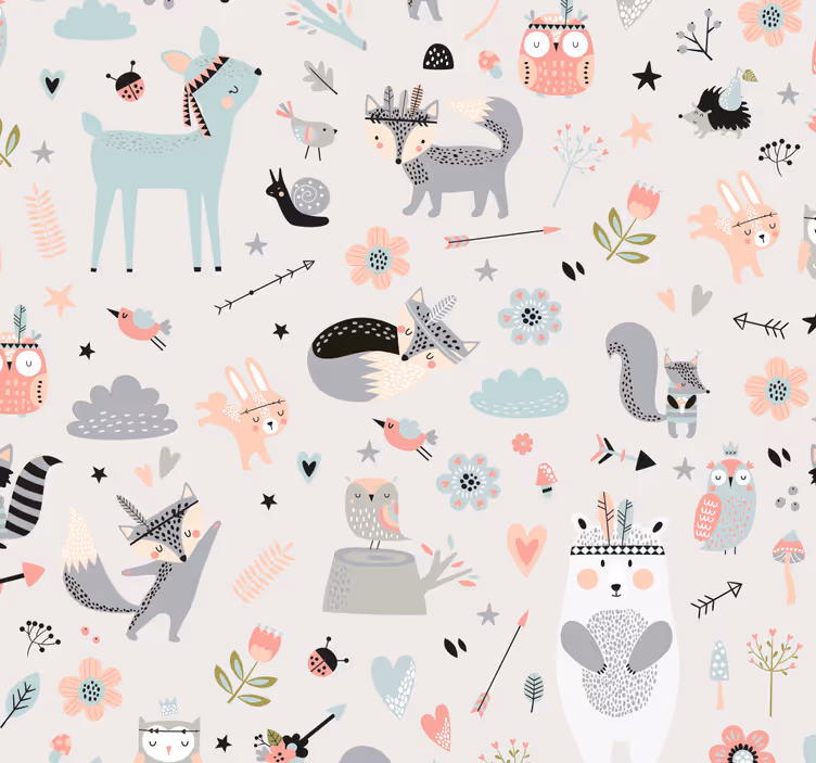 Kids roller blind nordic pink forest design - TenStickers