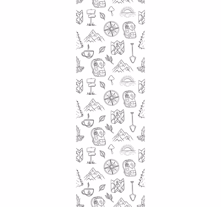 Kids roller blind with hand-drawn compass and mountains - TenStickers