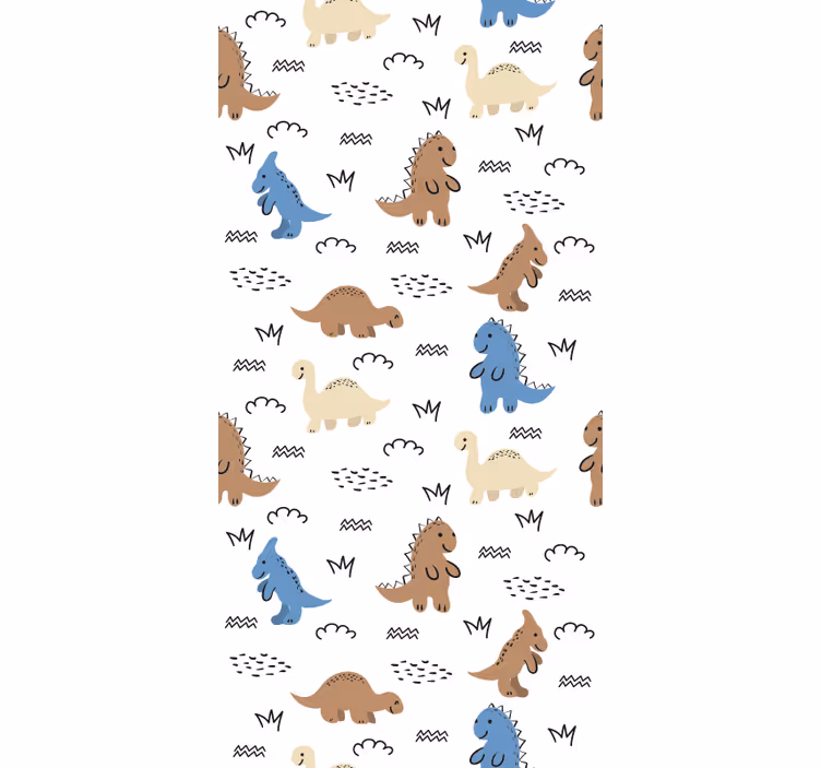 Kids roller blind with cheerful blue and brown dinosaurs - TenStickers