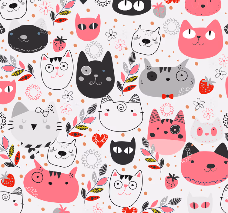 Kids roller blind with illustrated cats - TenStickers
