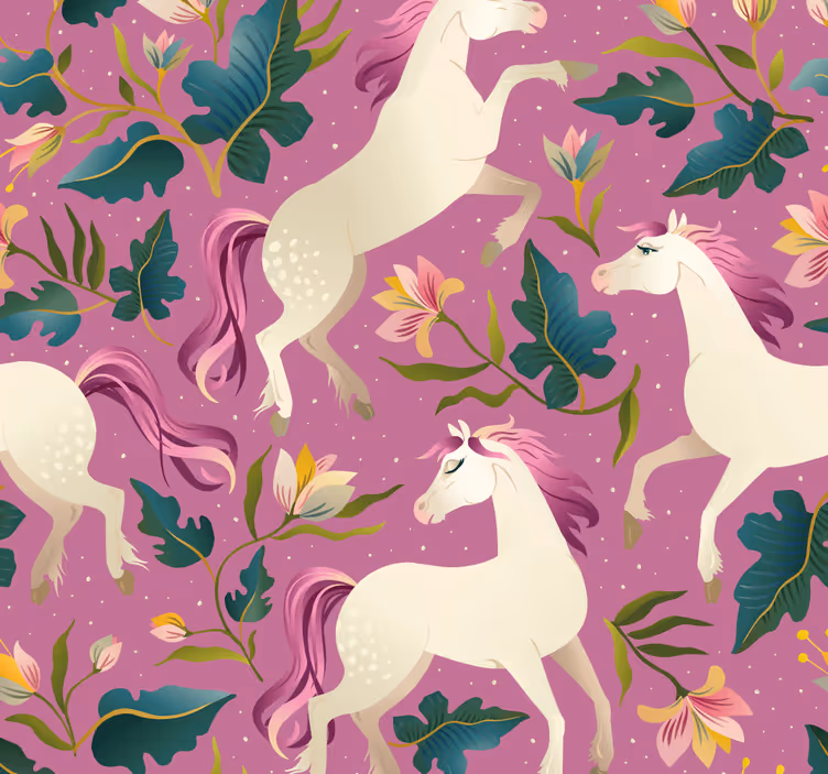 Kids roller blind pink floral horse design - TenStickers