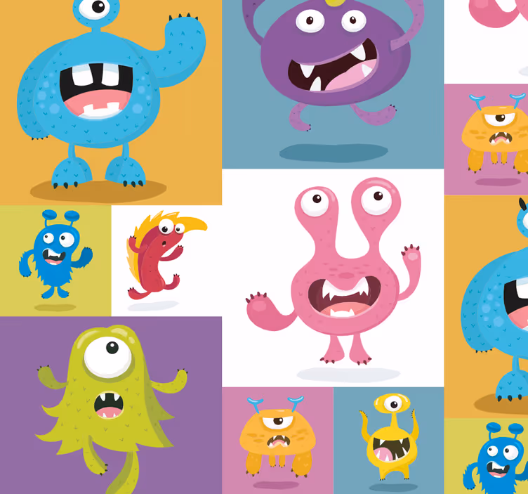 Kids roller blind adorable monsters - TenStickers