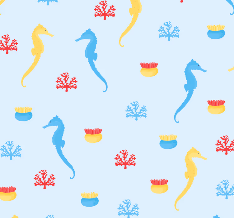 Teenage roller blind with seahorse and coral design - TenStickers