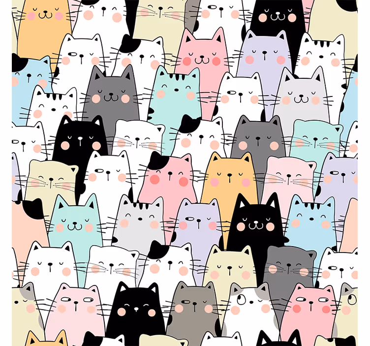 Teenage roller blind with playful cats design - TenStickers