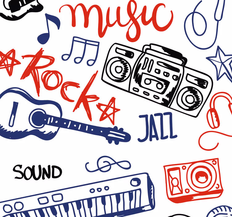 Teenage roller blind musical instruments design - TenStickers