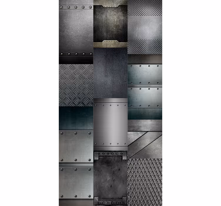 Modern roller blind with metal black blocks pattern - TenStickers