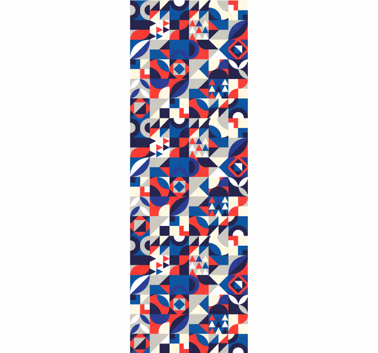 Modern roller blind with red and blue mosaic pattern - TenStickers