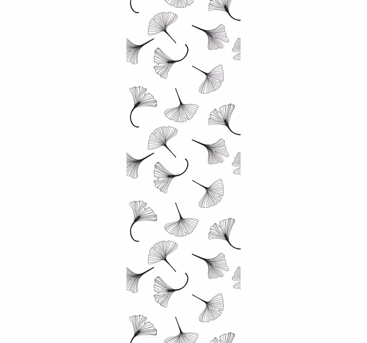 Modern roller blind ginkgo leaves black pattern - TenStickers