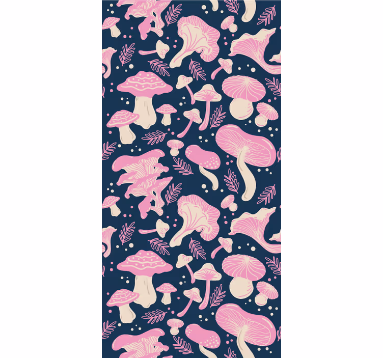 Modern roller blind with pink mushroom pattern - TenStickers
