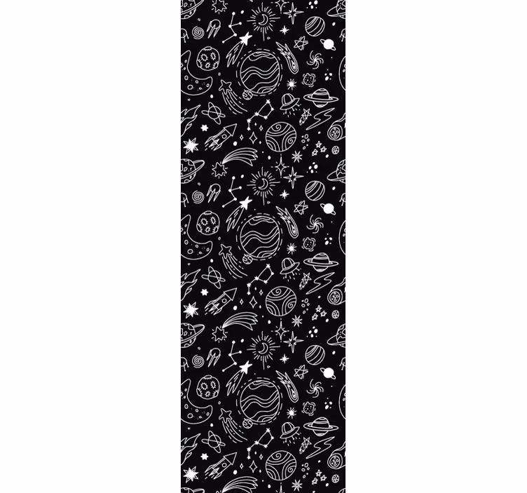 Modern roller blind with cosmic black and white designs - TenStickers
