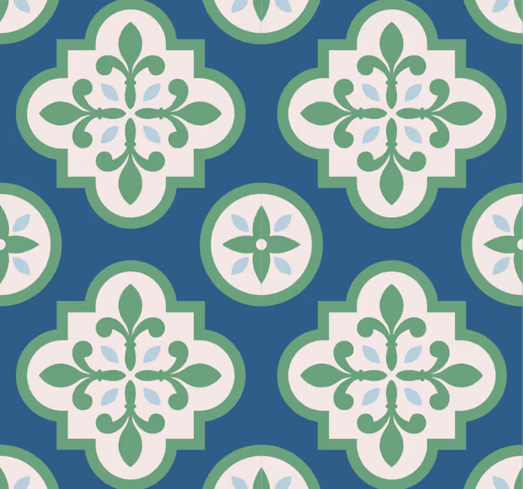 Modern roller blind with green clover tile design - TenStickers