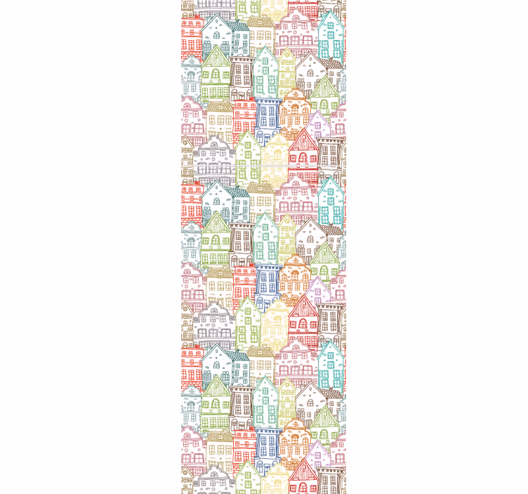 Modern roller blind hand-drawn houses pattern - TenStickers