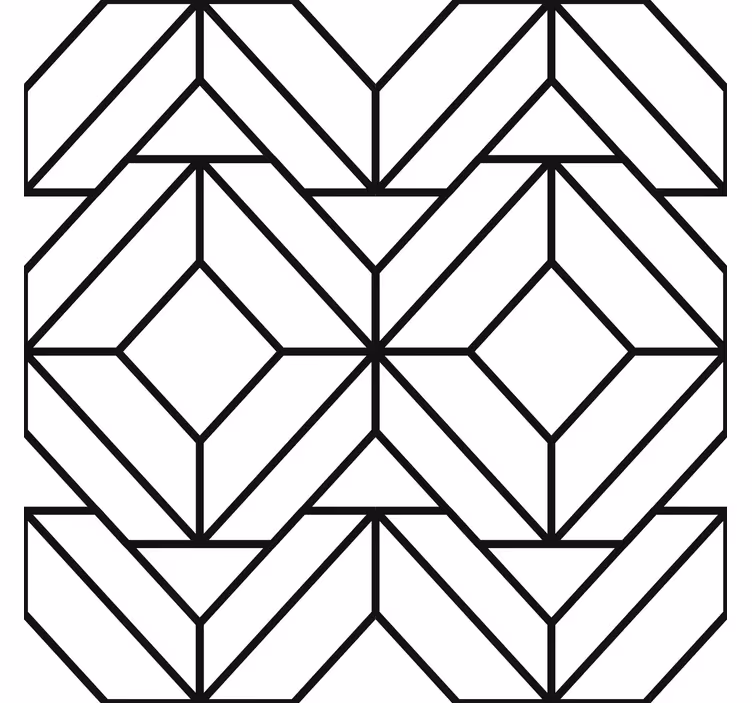 Modern roller blind black and white geometric design - TenStickers