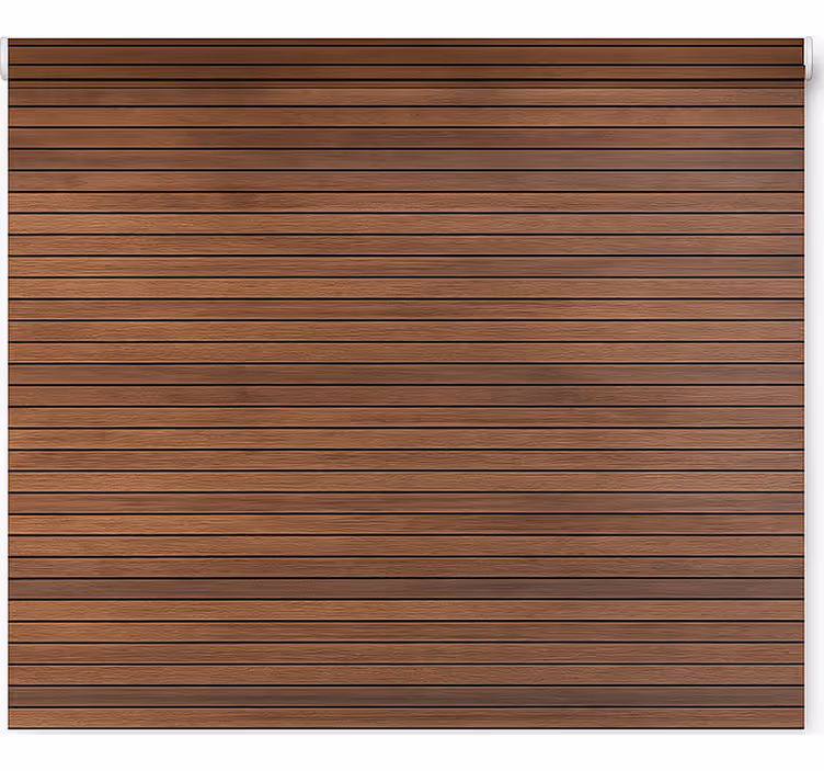 Textured roller blind with parallel walnut slats - TenStickers