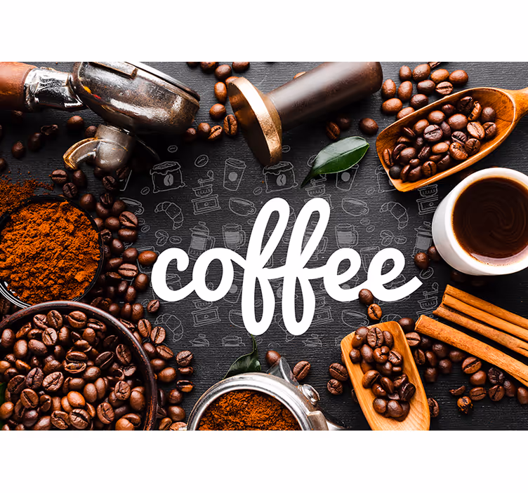 Kitchen roller blind coffee ingredients and utensils - TenStickers