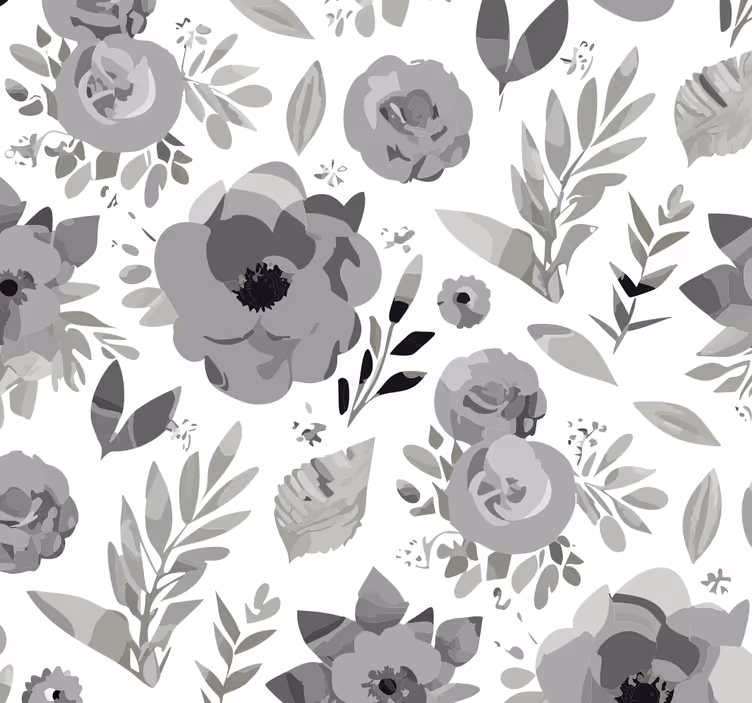 Grey roller blind aquarella flowers design - TenStickers