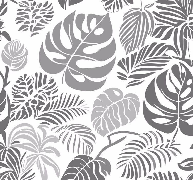 Grey roller blind with monstera leaves pattern - TenStickers