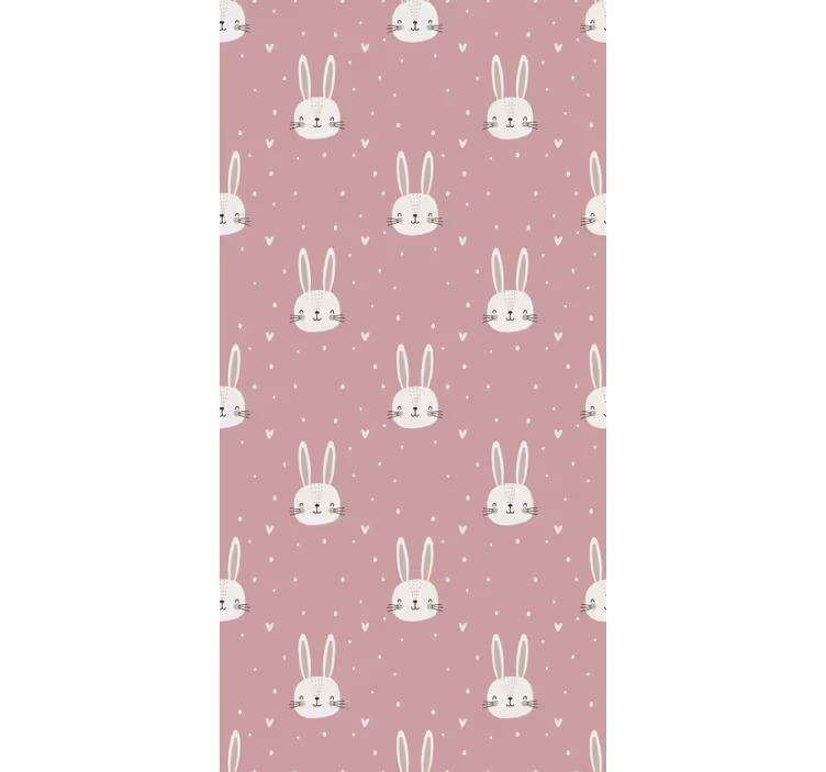 Pink roller blind with baby bunny faces - TenStickers