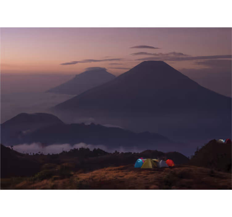 Kitchen roller blind hikers in a misty mountain - TenStickers