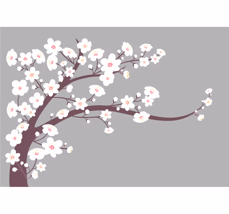 Kitchen roller blind with white flowers on gray - TenStickers