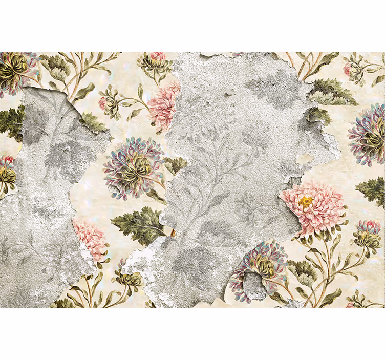 Kitchen roller blind with vintage floral design on beige - TenStickers