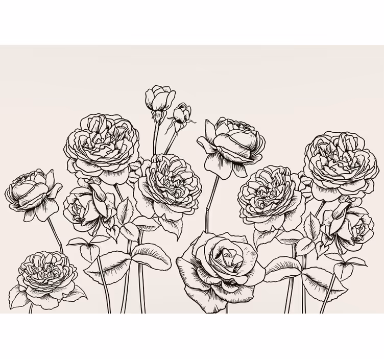 Kitchen roller blind with black and white roses - TenStickers