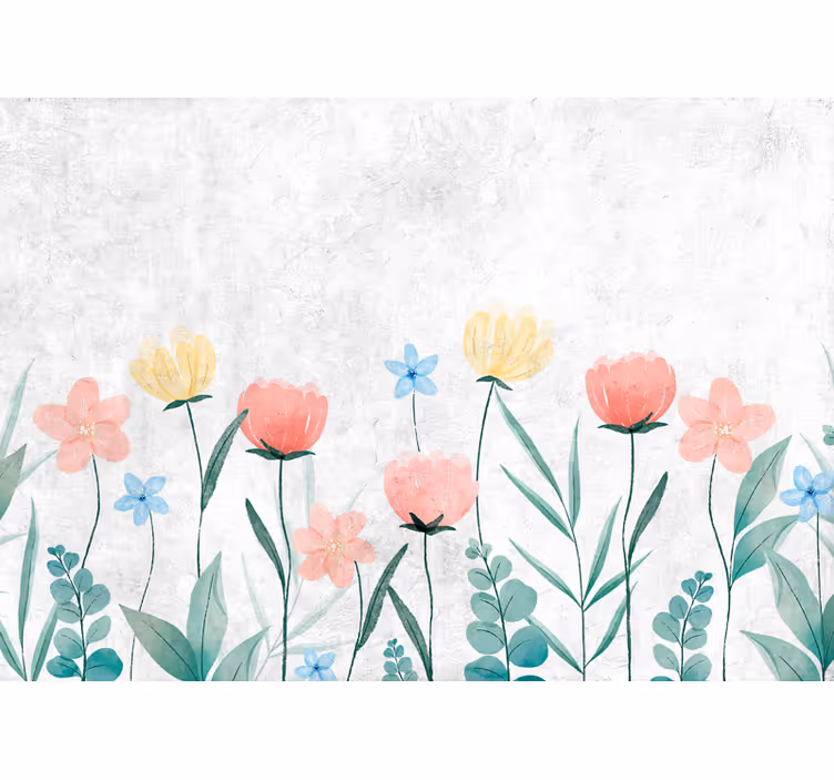 Kitchen roller blind colorful flowers on white - TenStickers