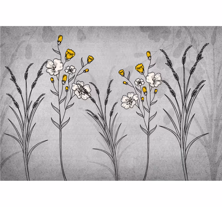 Kitchen roller blind scandinavian grey plant design - TenStickers