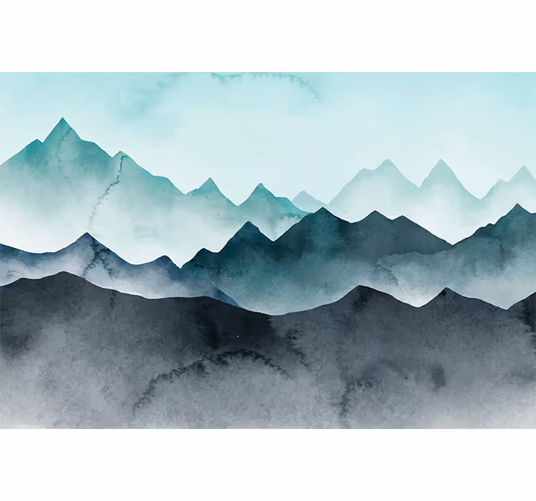 Kitchen roller blind painted blue mountains - TenStickers