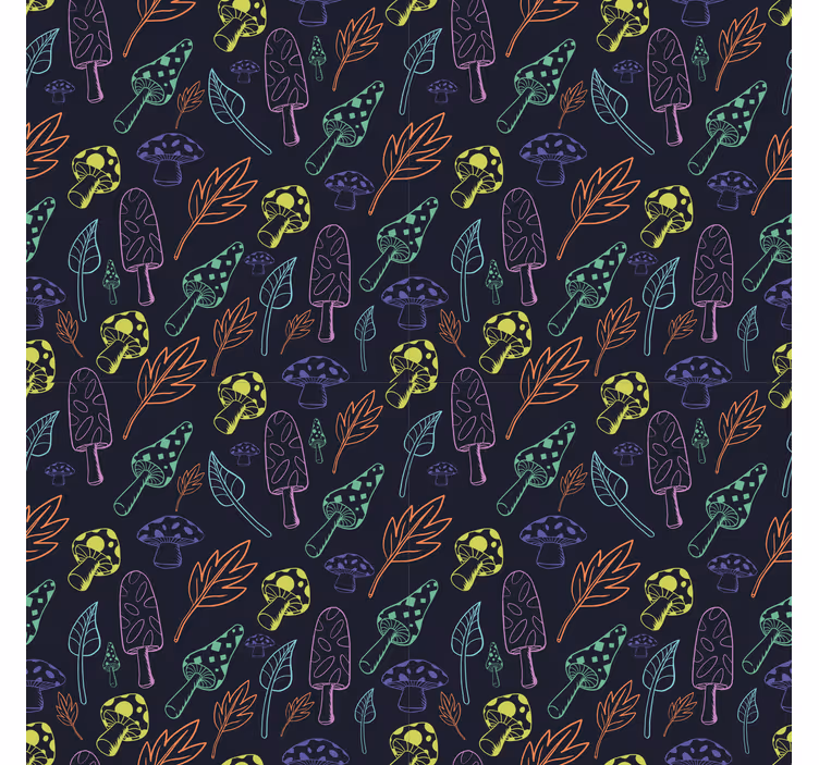 Kitchen roller blind with colorful mushroom pattern - TenStickers