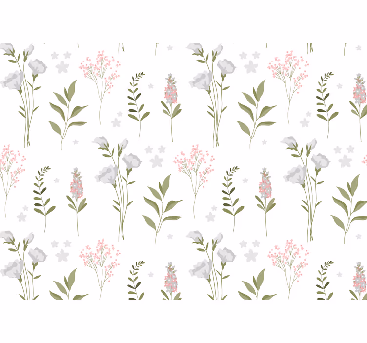 White roller blind with minimalist wildflower design - TenStickers