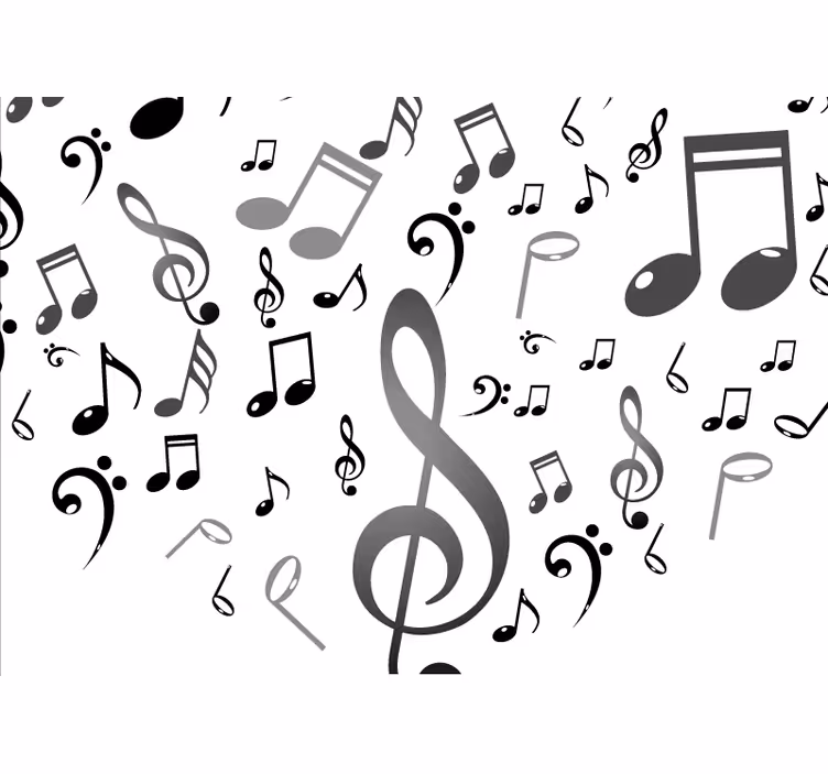 White roller blind with music notes design - TenStickers