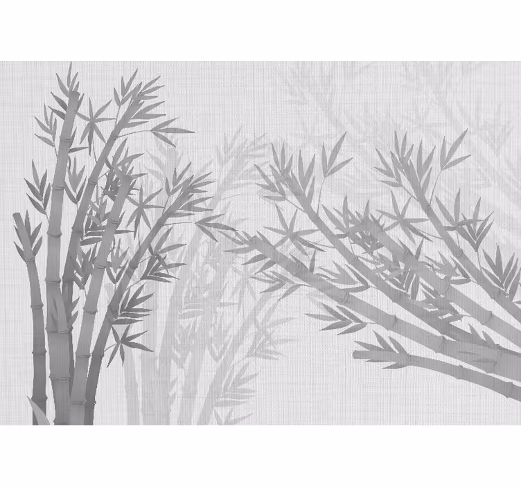 White roller blind with textured japandi bamboo leaves - TenStickers