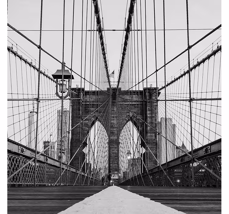 Living room roller blind black and white brooklyn bridge - TenStickers