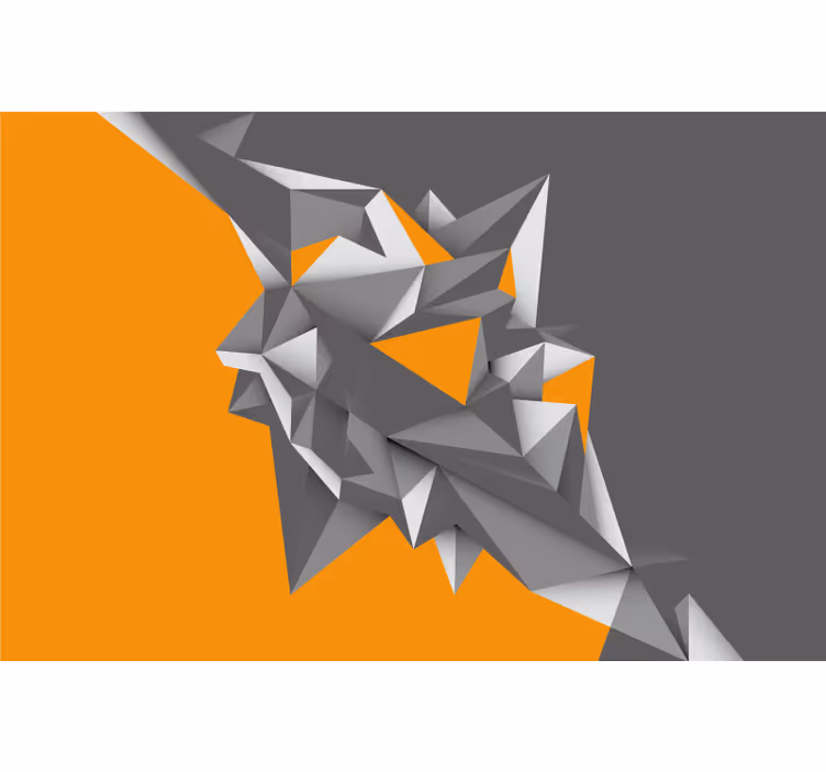 Living room roller blind in gray and orange geometric forms - TenStickers