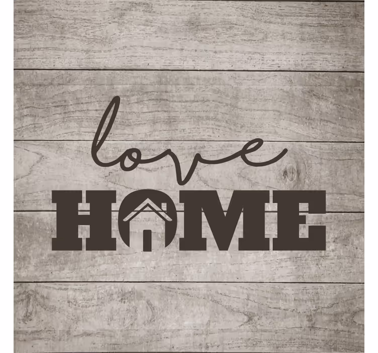 Living room roller blind love home on gray wood 2 - TenStickers