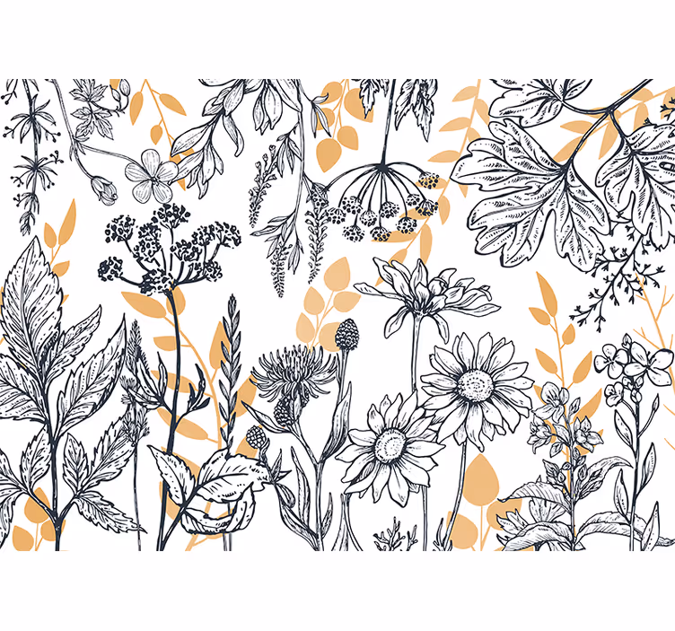 Living room roller blind in glamorous floral gold - TenStickers