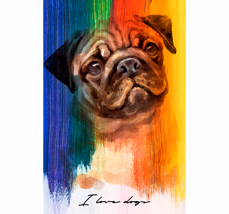Living room roller blind rainbow pug - TenStickers